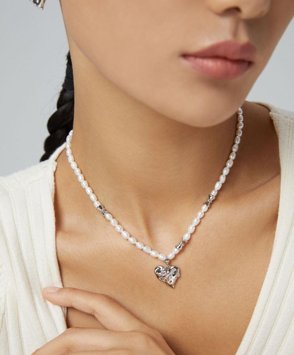 Stitched Heart Necklace & Earrings - DuoerJewels