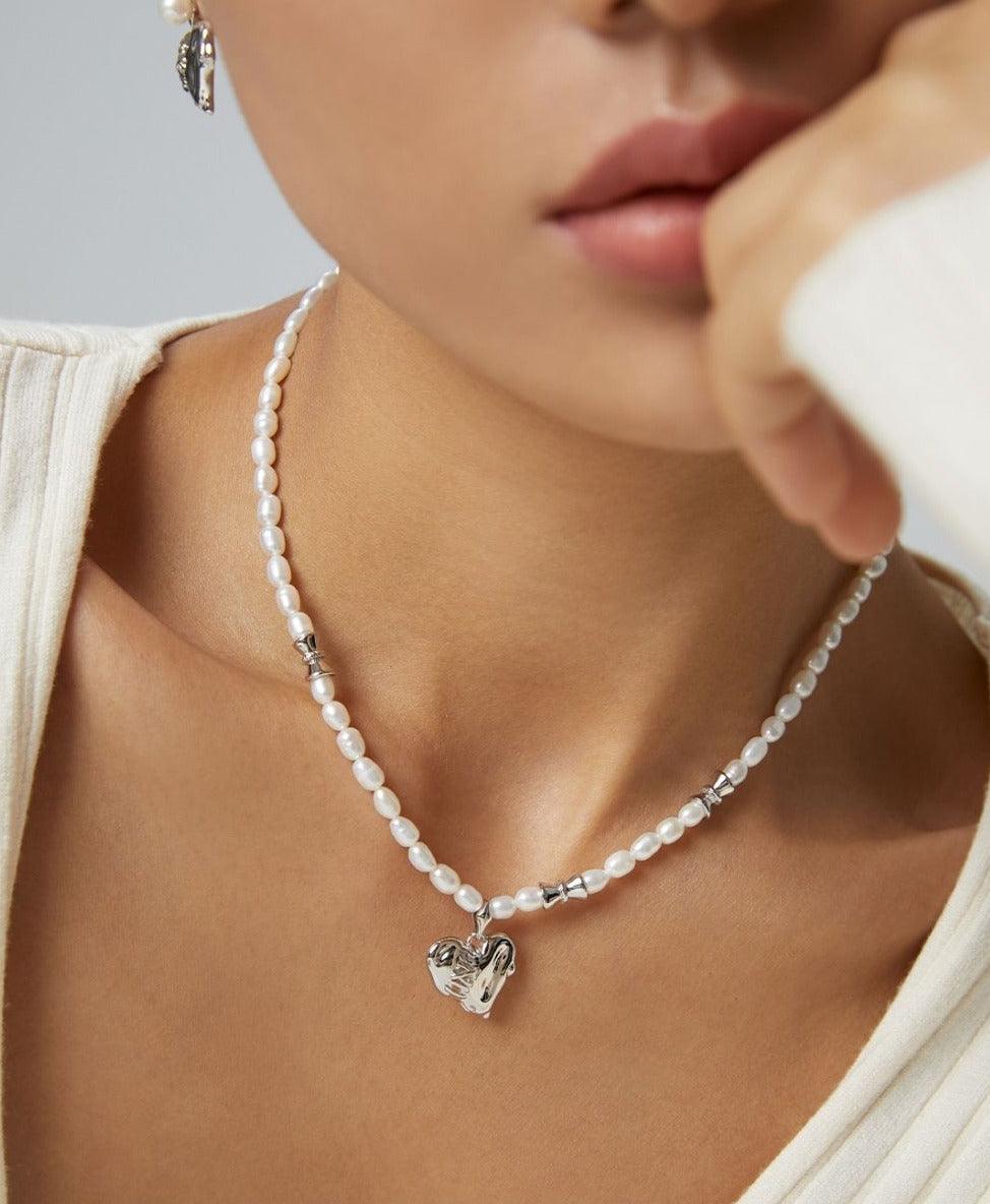 Stitched Heart Necklace & Earrings - DuoerJewels