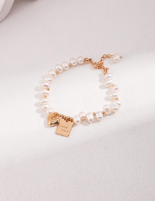 Sterling Silver&Gloden Pearl Bracelet - DuoerJewels