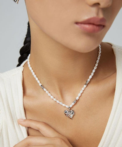 Stitched Heart Necklace & Earrings - DuoerJewels