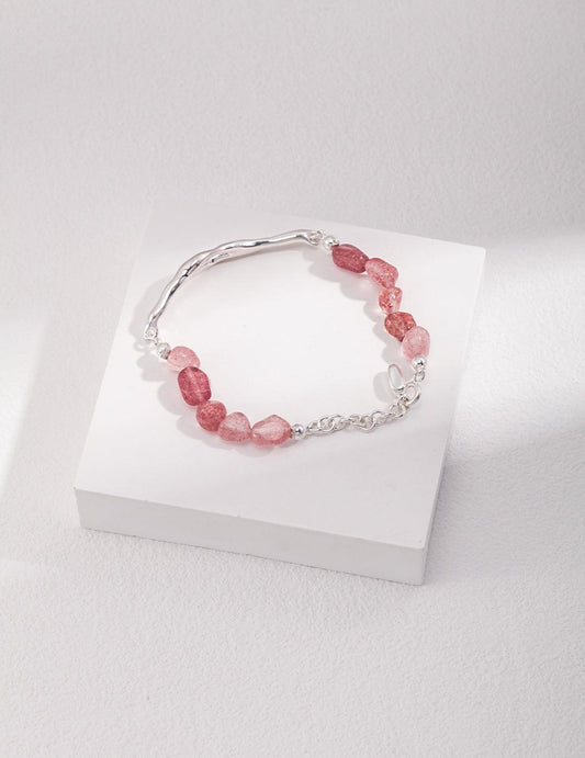 Strawberry & Moonstone Crystal Bracelet - DuoerJewels